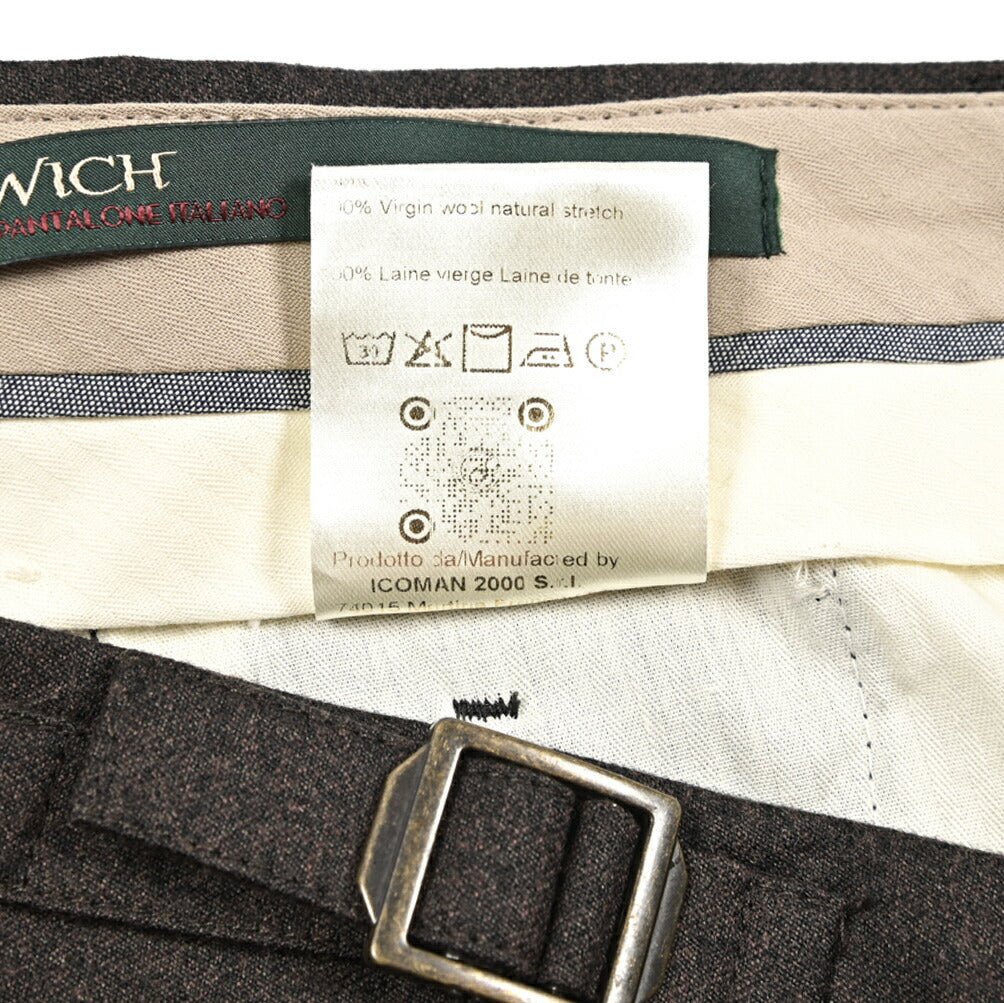 BERWICH “RETRO LONG” ヴァージンウール100% ワンタックスラックス ブラウン(brown) 46 | GUARDAROBA MILANO OFFICIAL STORE