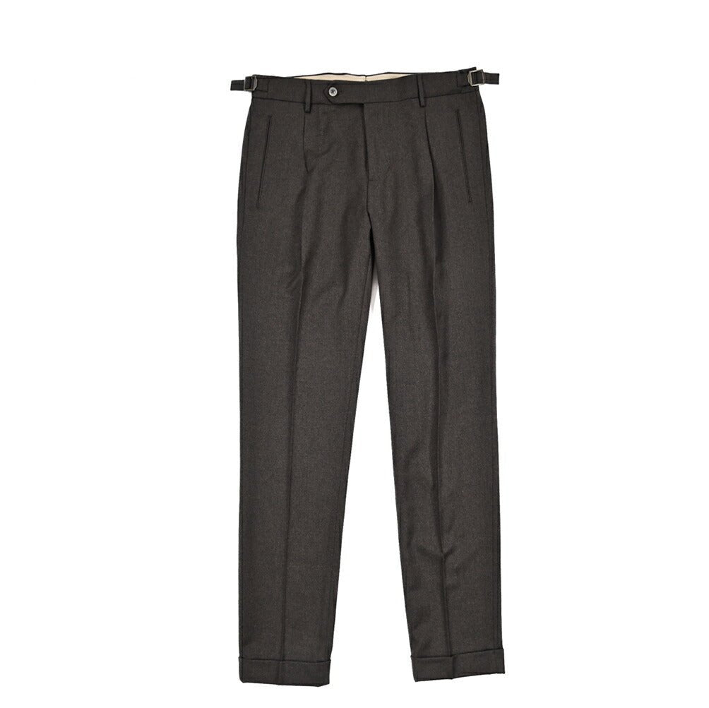 BERWICH “RETRO LONG” ヴァージンウール100% ワンタックスラックス ブラウン(brown) 46 | GUARDAROBA MILANO OFFICIAL STORE