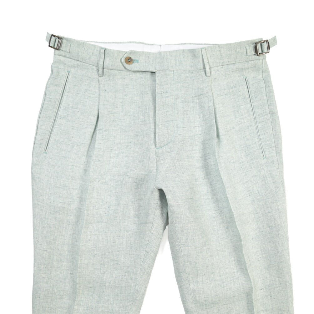 BERWICH “RETRO LONG” リネン100% ワンタックスラックス ライトグリーン(water green) 46 | GUARDAROBA MILANO OFFICIAL STORE