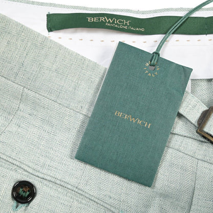 BERWICH “RETRO LONG” リネン100% ワンタックスラックス ライトグリーン(water green) 46 | GUARDAROBA MILANO OFFICIAL STORE