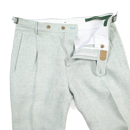 BERWICH “RETRO LONG” リネン100% ワンタックスラックス ライトグリーン(water green) 46 | GUARDAROBA MILANO OFFICIAL STORE