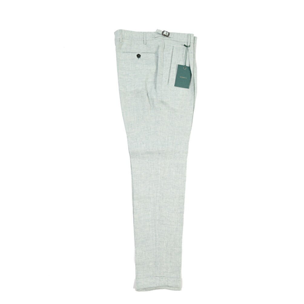 BERWICH “RETRO LONG” リネン100% ワンタックスラックス ライトグリーン(water green) 46 | GUARDAROBA MILANO OFFICIAL STORE