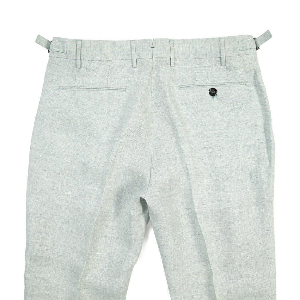 BERWICH “RETRO LONG” リネン100% ワンタックスラックス ライトグリーン(water green) 46 | GUARDAROBA MILANO OFFICIAL STORE