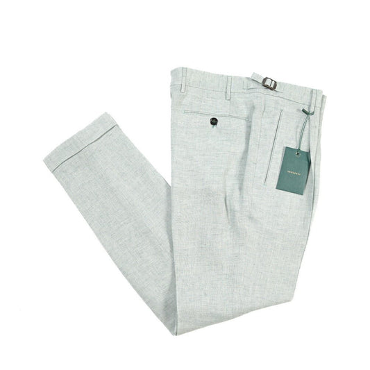 BERWICH “RETRO LONG” リネン100% ワンタックスラックス ライトグリーン(water green) 46 | GUARDAROBA MILANO OFFICIAL STORE