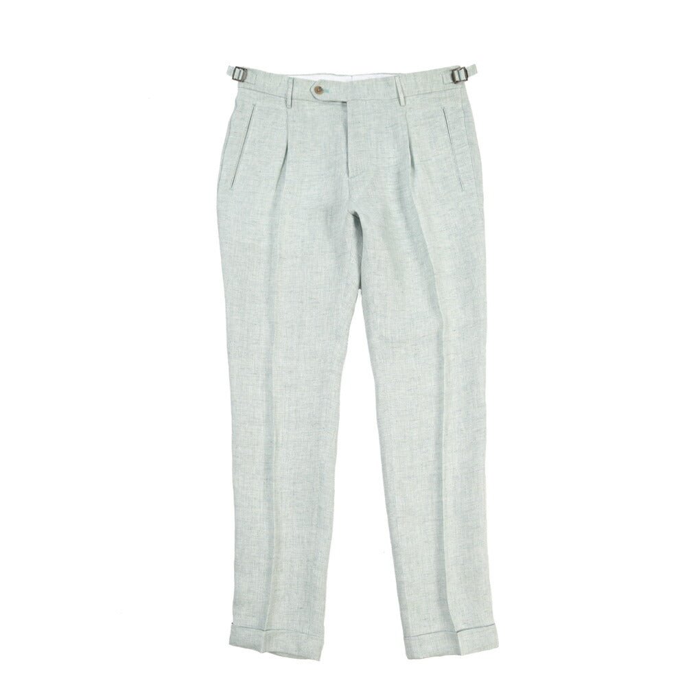 BERWICH “RETRO LONG” リネン100% ワンタックスラックス ライトグリーン(water green) 46 | GUARDAROBA MILANO OFFICIAL STORE