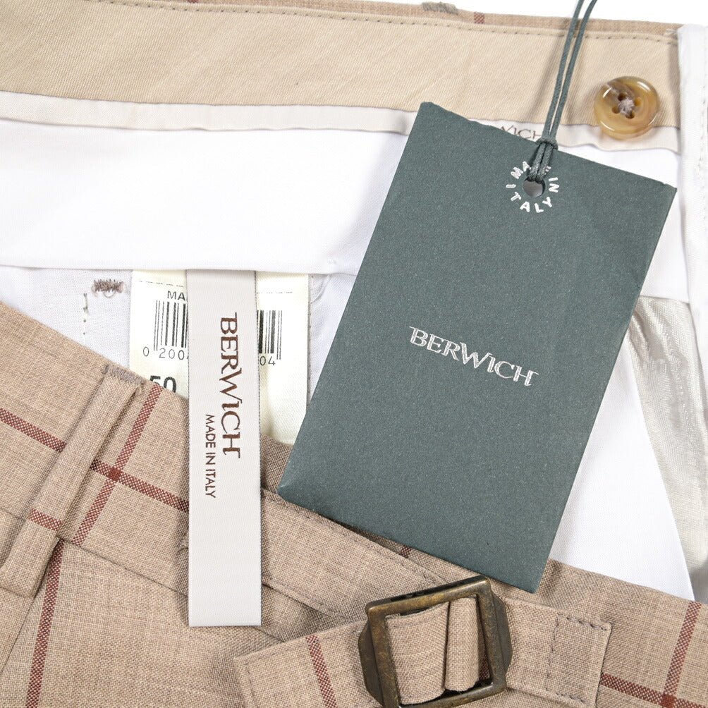 BERWICH “RETRO LONG” ヴァージンウール100% ワンタックスラックス ブラウン(tobacco) 50 | GUARDAROBA MILANO OFFICIAL STORE