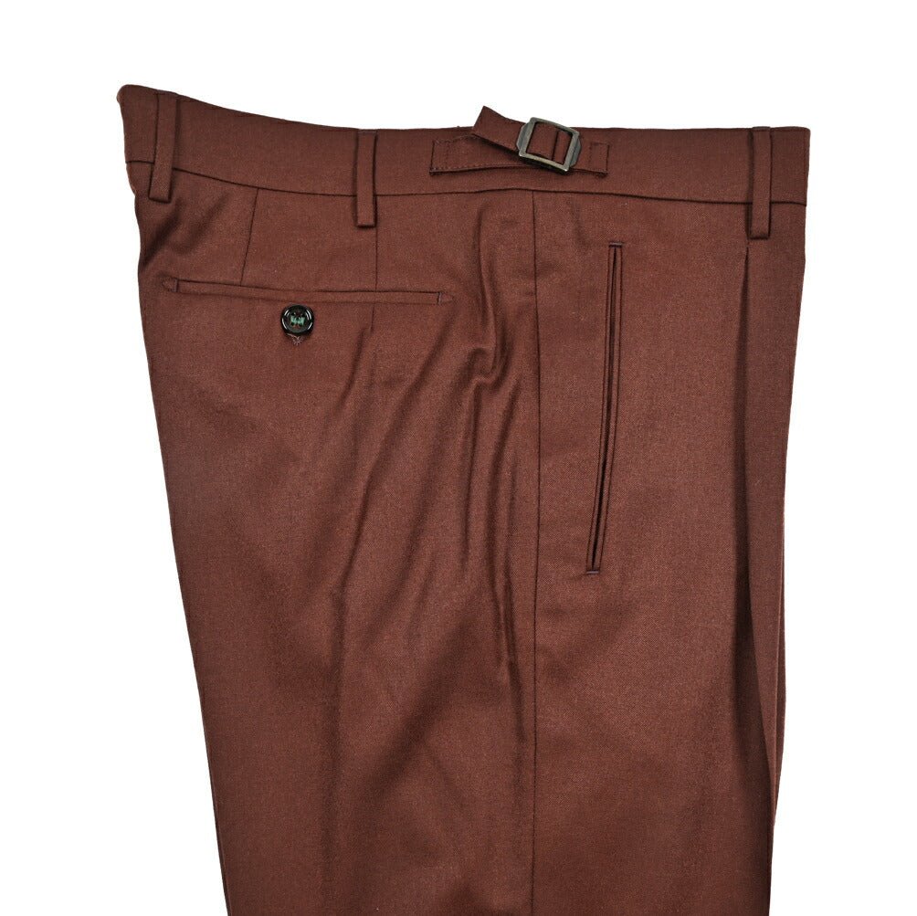 BERWICH “RETRO LONG” ヴァージンウール100% ワンタックスラックス / CANONICO製生地 ワインレッド(red tobacco) 50 | GUARDAROBA MILANO OFFICIAL STORE