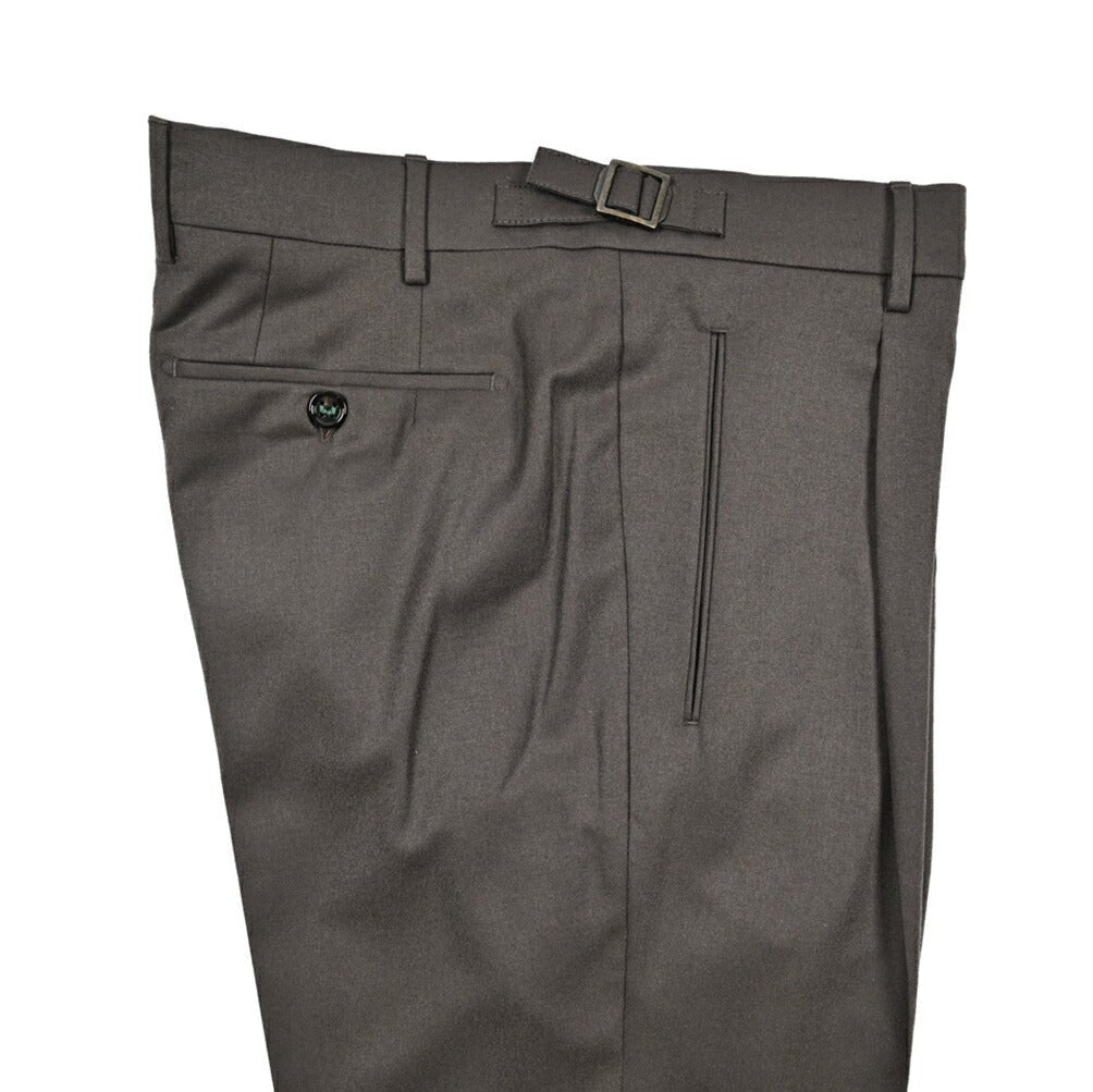 BERWICH “RETRO LONG” ヴァージンウール100% ワンタックスラックス / CANONICO製生地 ブラウン(taupe) 46 | GUARDAROBA MILANO OFFICIAL STORE