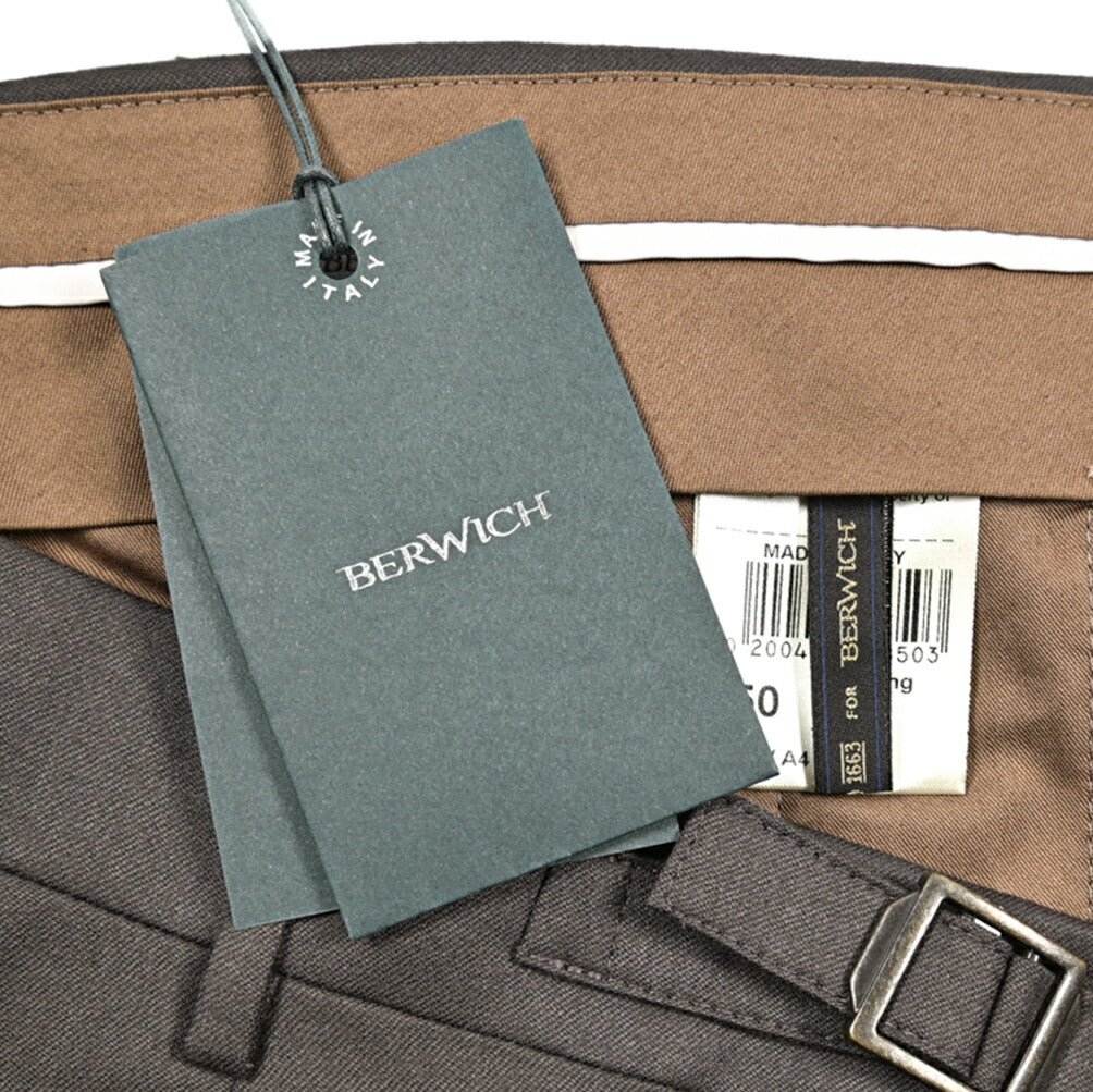 BERWICH “RETRO LONG” ヴァージンウール100% ワンタックスラックス / CANONICO製生地 ブラウン(taupe) 46 | GUARDAROBA MILANO OFFICIAL STORE
