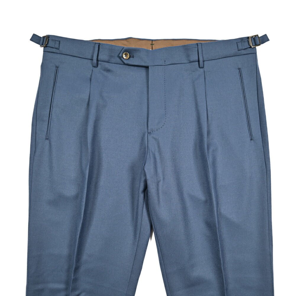 BERWICH “RETRO LONG” ヴァージンウール100% ワンタックスラックス / CANONICO製生地 ブルー(indigo) 54 | GUARDAROBA MILANO OFFICIAL STORE
