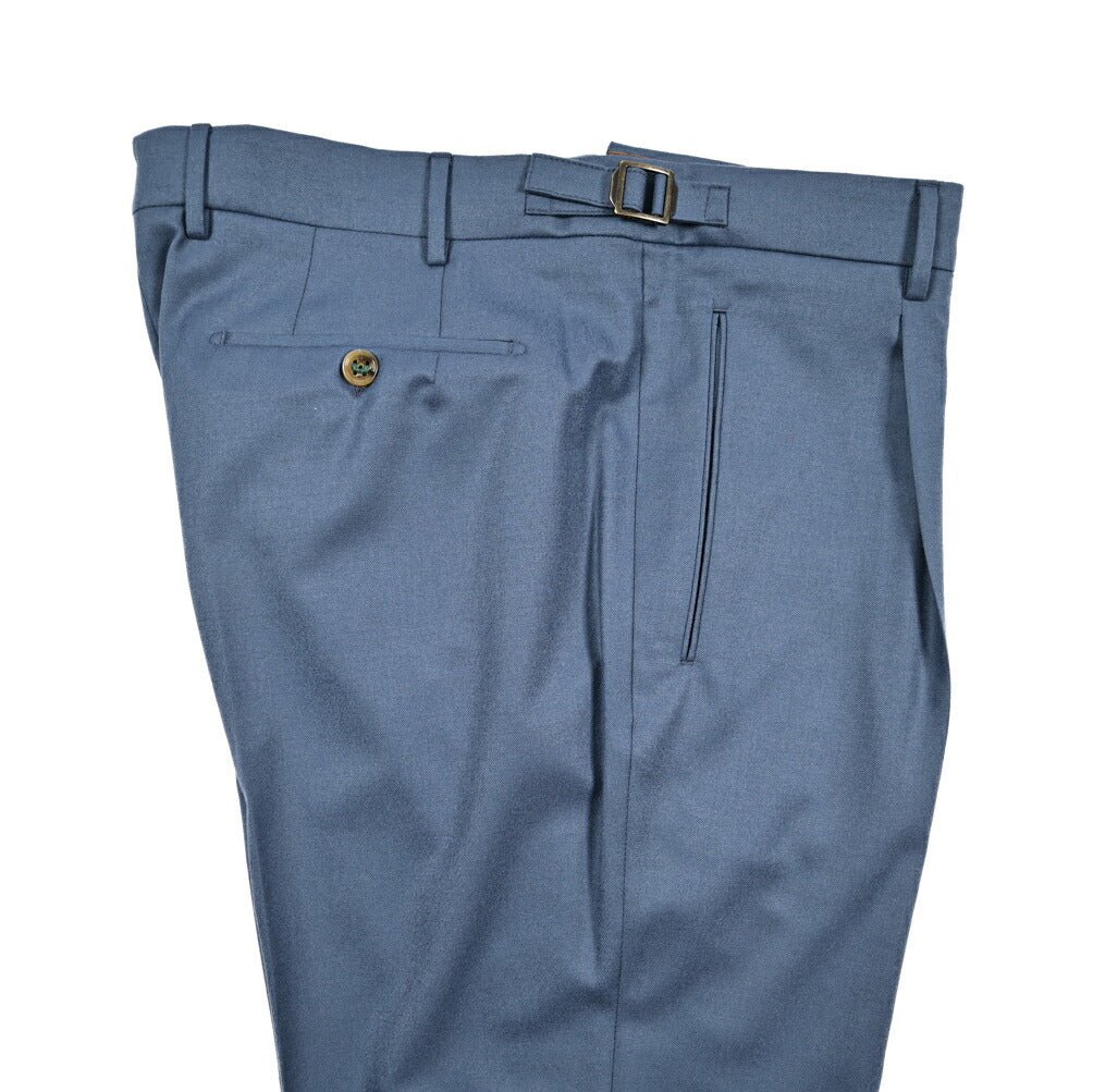 BERWICH “RETRO LONG” ヴァージンウール100% ワンタックスラックス / CANONICO製生地 ブルー(indigo) 54 | GUARDAROBA MILANO OFFICIAL STORE
