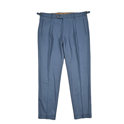 BERWICH “RETRO LONG” ヴァージンウール100% ワンタックスラックス / CANONICO製生地 ブルー(indigo) 54 | GUARDAROBA MILANO OFFICIAL STORE