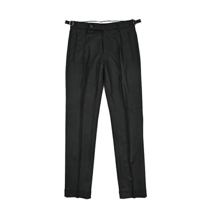 BERWICH “RETRO LONG” ヴァージンウール100% ワンタックスラックス / CANONICO製生地 ブラック(black) 44 | GUARDAROBA MILANO OFFICIAL STORE