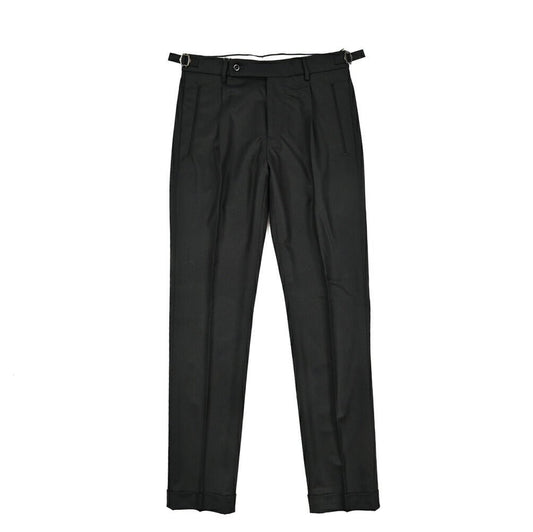BERWICH “RETRO LONG” ヴァージンウール100% ワンタックスラックス / CANONICO製生地 ブラック(black) 44 | GUARDAROBA MILANO OFFICIAL STORE