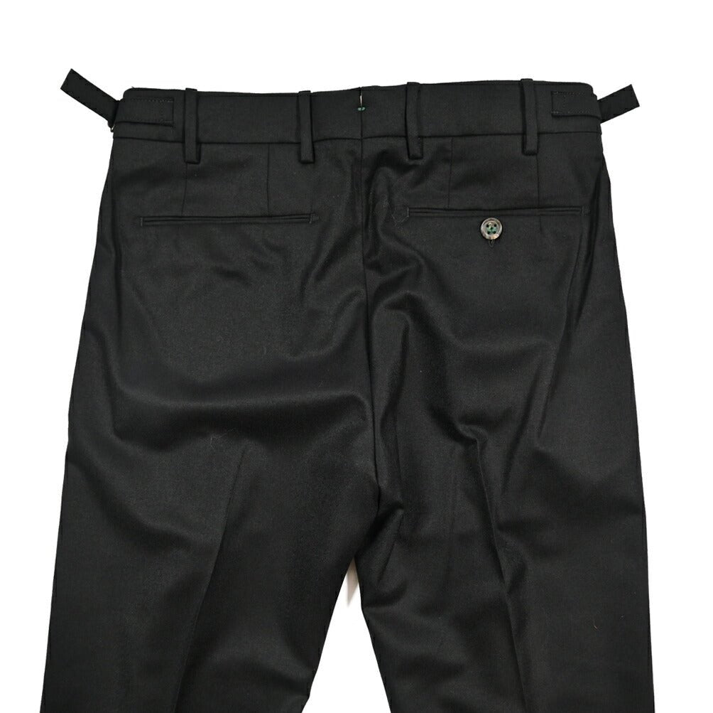 BERWICH “RETRO LONG” ヴァージンウール100% ワンタックスラックス / CANONICO製生地 ブラック(black) 44 | GUARDAROBA MILANO OFFICIAL STORE