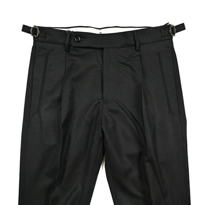 BERWICH “RETRO LONG” ヴァージンウール100% ワンタックスラックス / CANONICO製生地 ブラック(black) 44 | GUARDAROBA MILANO OFFICIAL STORE