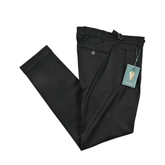 BERWICH “RETRO LONG” ヴァージンウール100% ワンタックスラックス / CANONICO製生地 ブラック(black) 44 | GUARDAROBA MILANO OFFICIAL STORE
