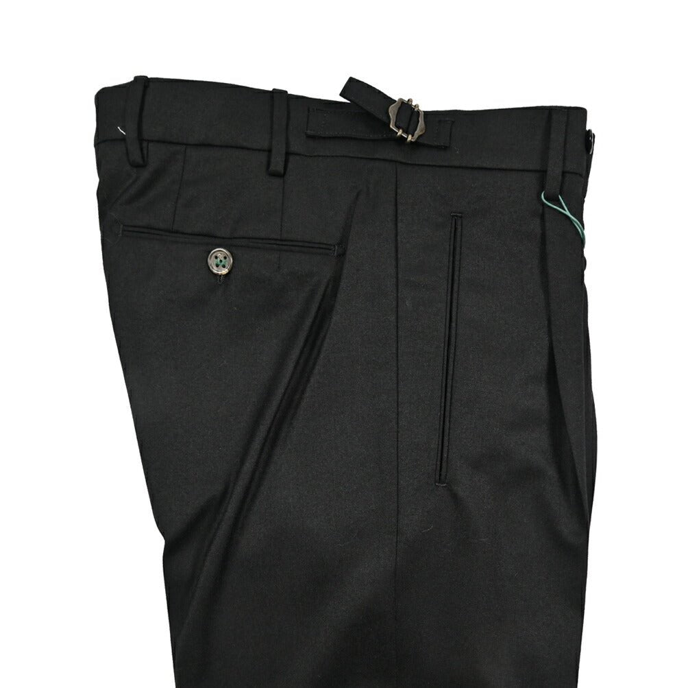 BERWICH “RETRO LONG” ヴァージンウール100% ワンタックスラックス / CANONICO製生地 ブラック(black) 44 | GUARDAROBA MILANO OFFICIAL STORE