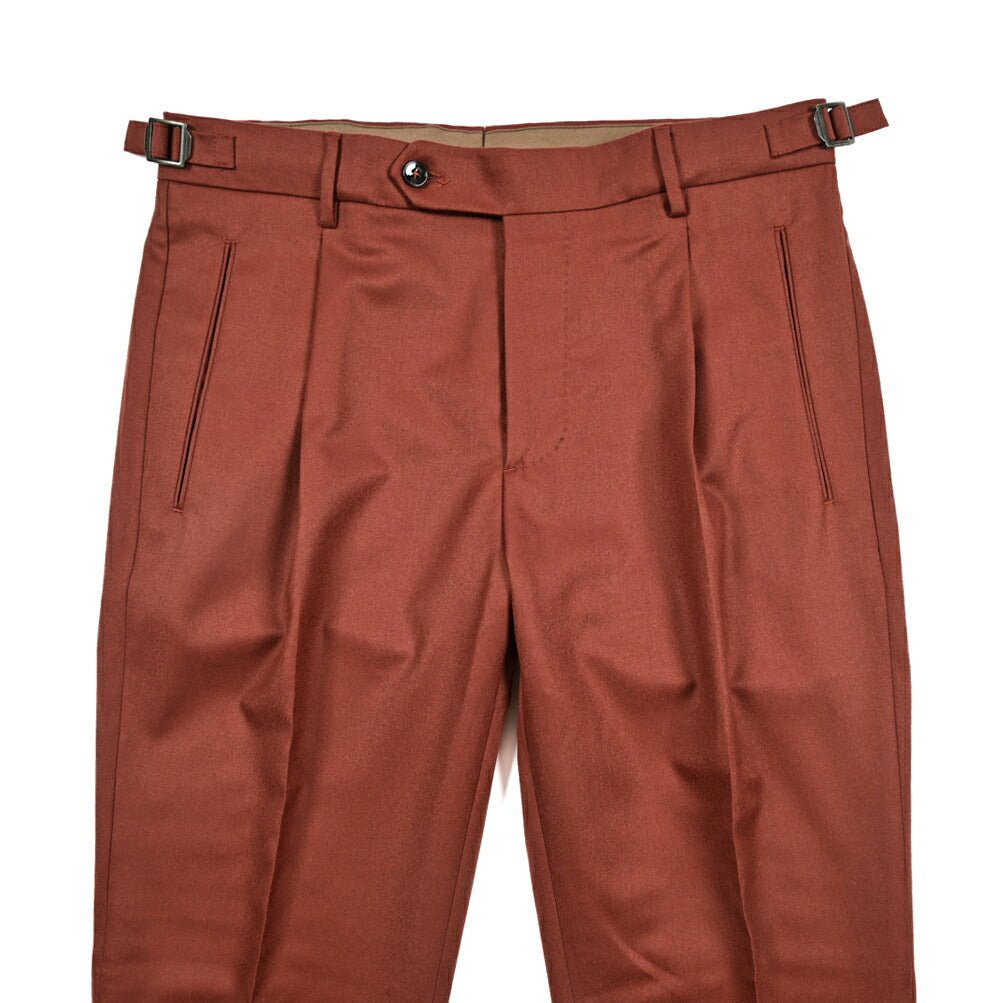 BERWICH “RETRO LONG” ヴァージンウール100% ワンタックスラックス / CANONICO製生地 オレンジ(dk orange) 46 | GUARDAROBA MILANO OFFICIAL STORE