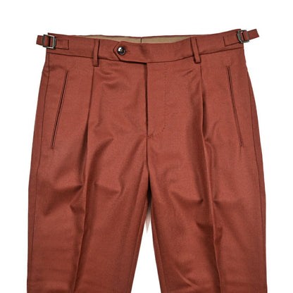 BERWICH “RETRO LONG” ヴァージンウール100% ワンタックスラックス / CANONICO製生地 オレンジ(dk orange) 46 | GUARDAROBA MILANO OFFICIAL STORE