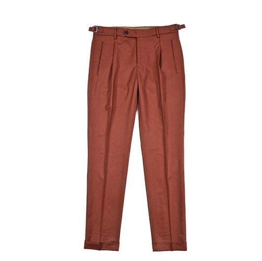 BERWICH “RETRO LONG” ヴァージンウール100% ワンタックスラックス / CANONICO製生地 オレンジ(dk orange) 46 | GUARDAROBA MILANO OFFICIAL STORE