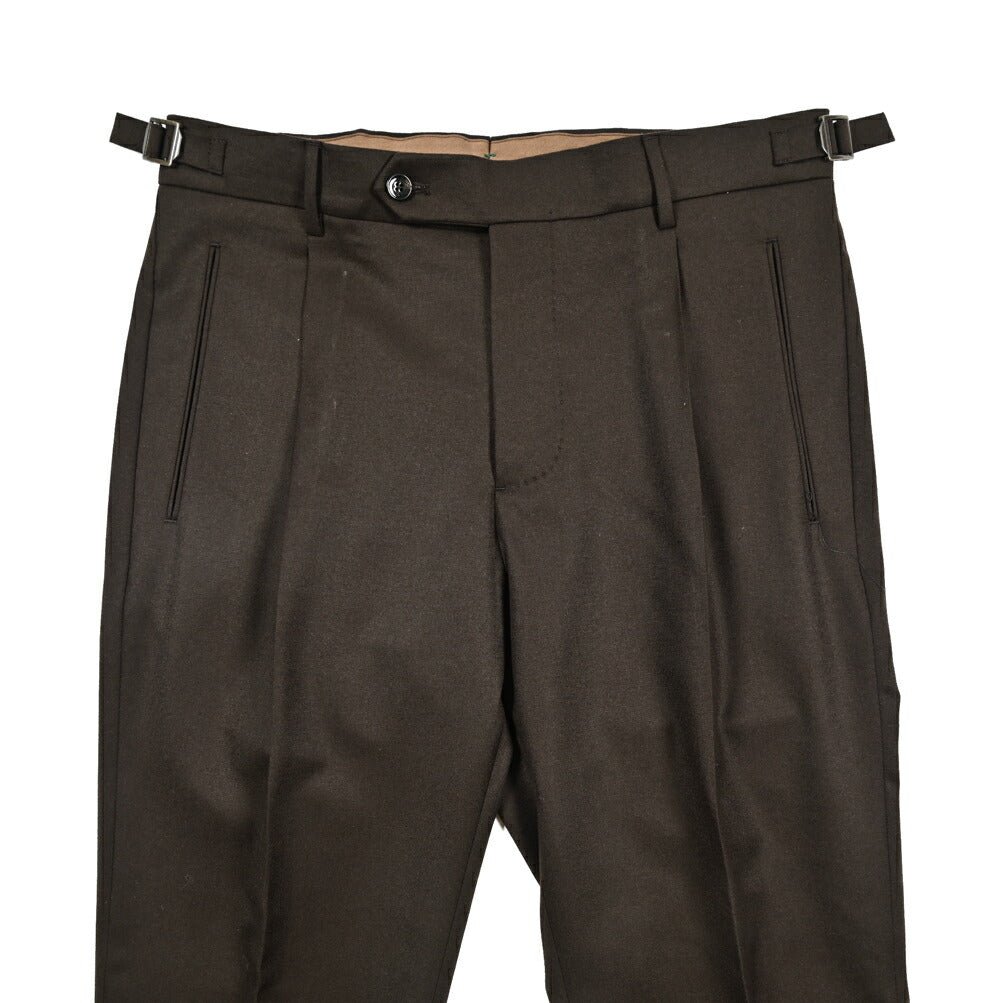 BERWICH “RETRO LONG” ヴァージンウール100% ワンタックスラックス / CANONICO製生地 ブラウン(brown) 46 | GUARDAROBA MILANO OFFICIAL STORE