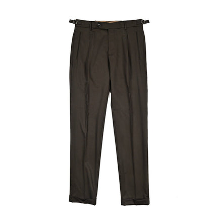 BERWICH “RETRO LONG” ヴァージンウール100% ワンタックスラックス / CANONICO製生地 ブラウン(brown) 46 | GUARDAROBA MILANO OFFICIAL STORE