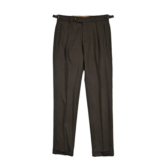 BERWICH “RETRO LONG” ヴァージンウール100% ワンタックスラックス / CANONICO製生地 ブラウン(brown) 46 | GUARDAROBA MILANO OFFICIAL STORE