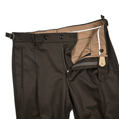 BERWICH “RETRO LONG” ヴァージンウール100% ワンタックスラックス / CANONICO製生地 ブラウン(brown) 46 | GUARDAROBA MILANO OFFICIAL STORE