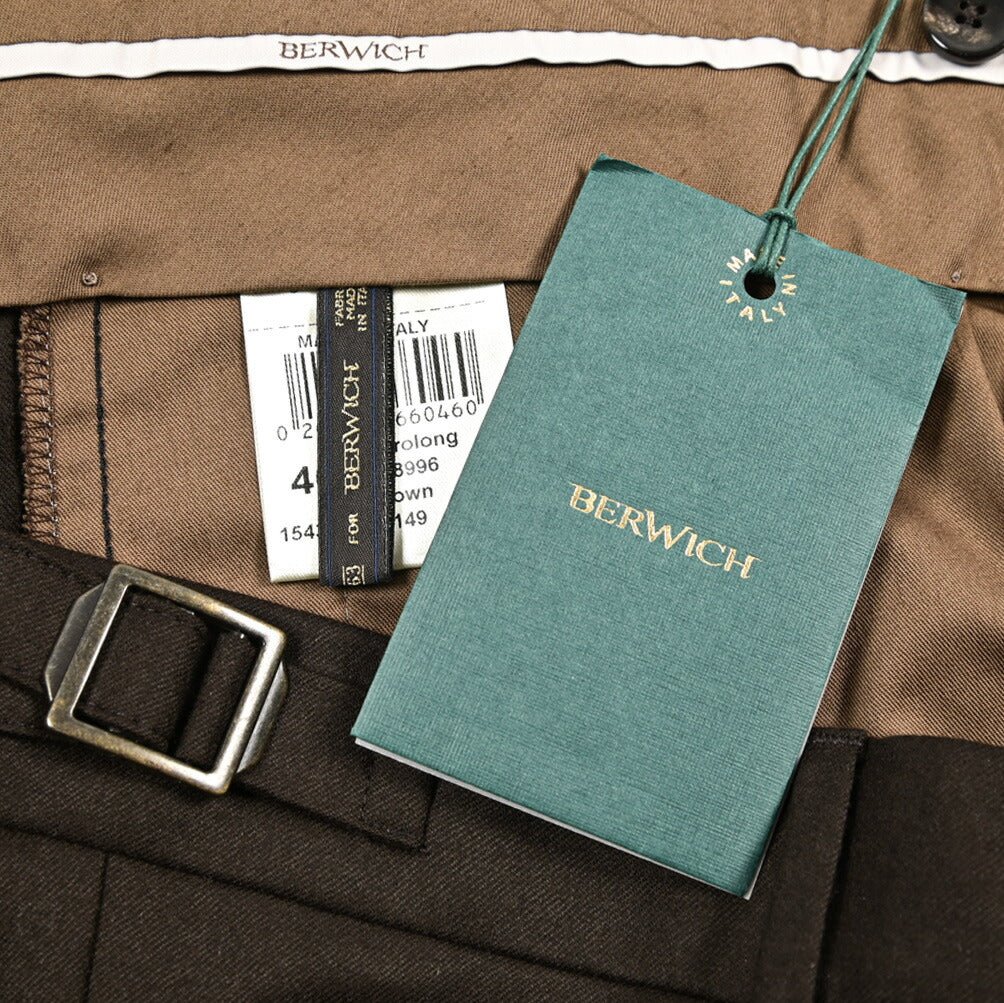 BERWICH “RETRO LONG” ヴァージンウール100% ワンタックスラックス / CANONICO製生地 ブラウン(brown) 46 | GUARDAROBA MILANO OFFICIAL STORE