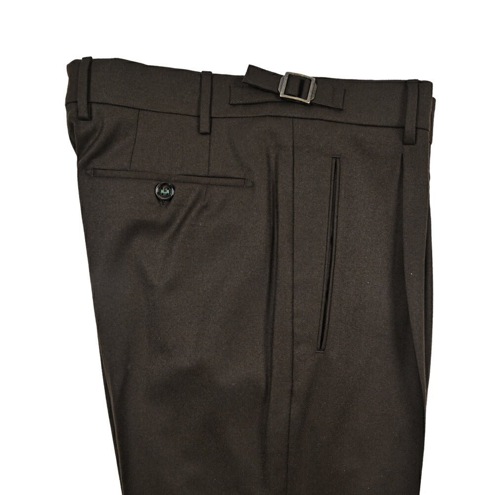 BERWICH “RETRO LONG” ヴァージンウール100% ワンタックスラックス / CANONICO製生地 ブラウン(brown) 46 | GUARDAROBA MILANO OFFICIAL STORE