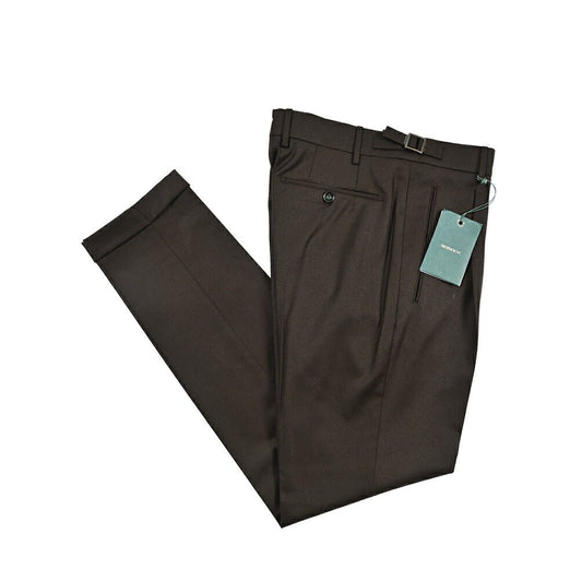 BERWICH “RETRO LONG” ヴァージンウール100% ワンタックスラックス / CANONICO製生地 ブラウン(brown) 46 | GUARDAROBA MILANO OFFICIAL STORE