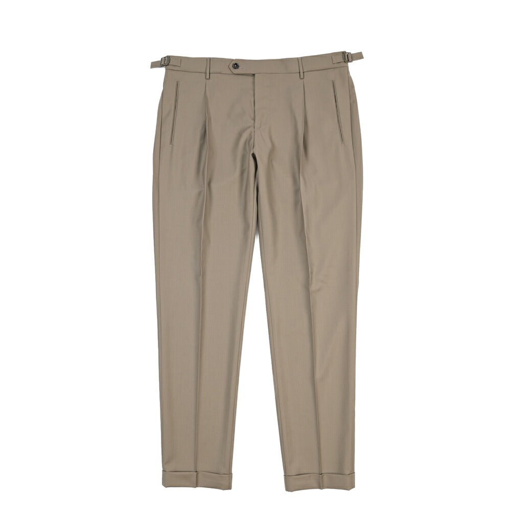 BERWICH “RETRO LONG” ウール100% ワンタックスラックス / CANONICO製生地 グレージュ(greige) 52 | GUARDAROBA MILANO OFFICIAL STORE