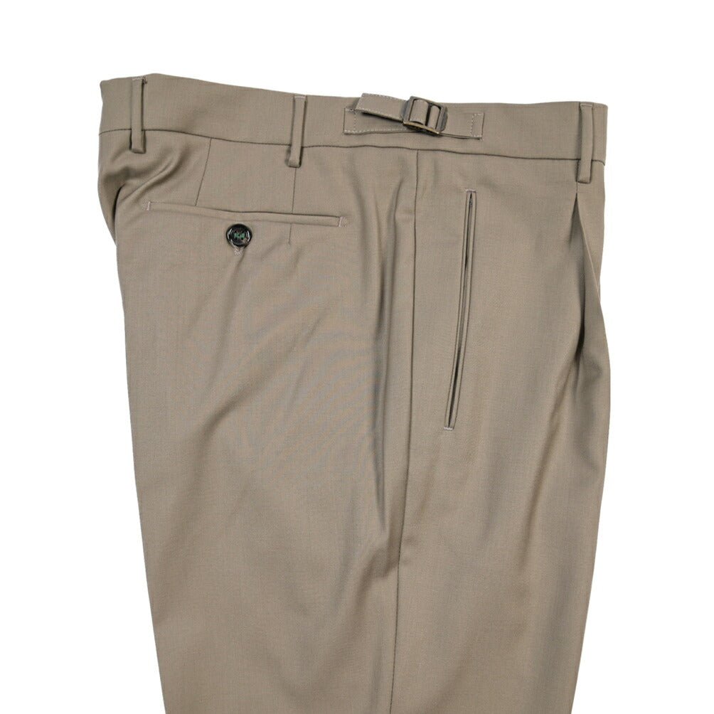 BERWICH “RETRO LONG” ウール100% ワンタックスラックス / CANONICO製生地 グレージュ(greige) 52 | GUARDAROBA MILANO OFFICIAL STORE