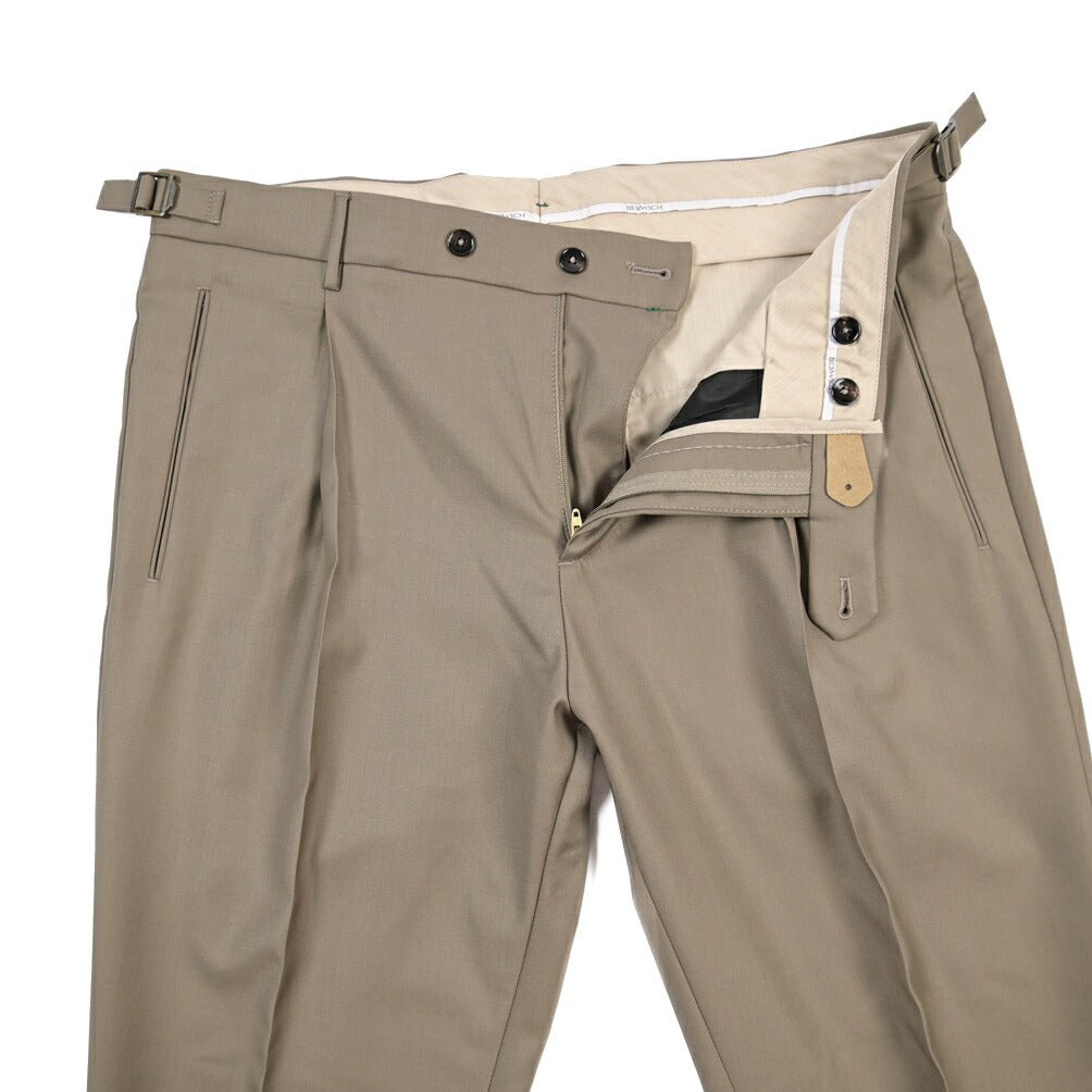 BERWICH “RETRO LONG” ウール100% ワンタックスラックス / CANONICO製生地 グレージュ(greige) 52 | GUARDAROBA MILANO OFFICIAL STORE