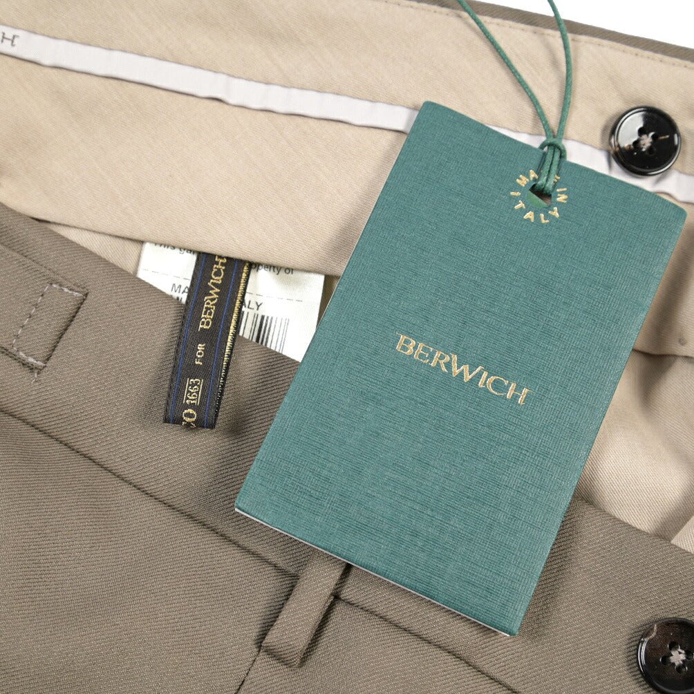 BERWICH “RETRO LONG” ウール100% ワンタックスラックス / CANONICO製生地 グレージュ(greige) 52 | GUARDAROBA MILANO OFFICIAL STORE