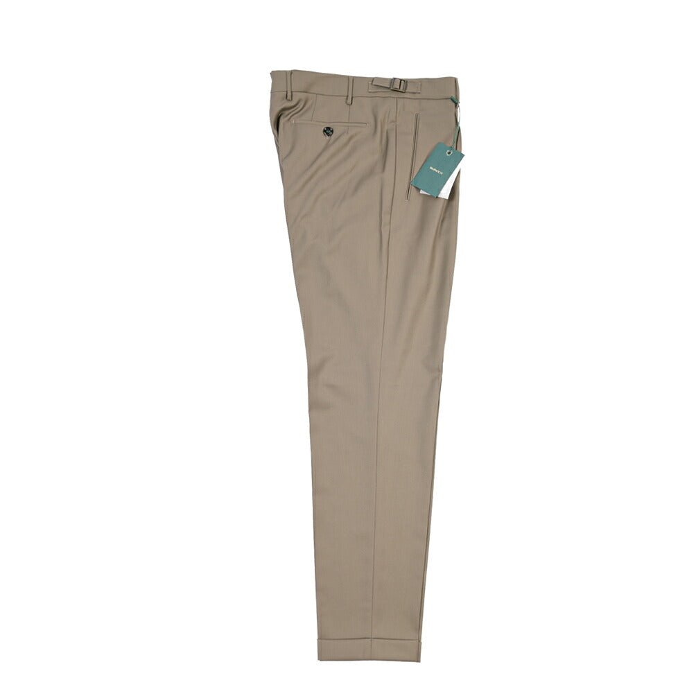 BERWICH “RETRO LONG” ウール100% ワンタックスラックス / CANONICO製生地 グレージュ(greige) 52 | GUARDAROBA MILANO OFFICIAL STORE
