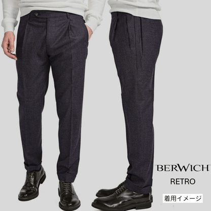 BERWICH "RETRO LONG" リネン混コットン ワンタックスラックス｜424456 - 44｜GUARDAROBA MILANO OFFICIAL STORE