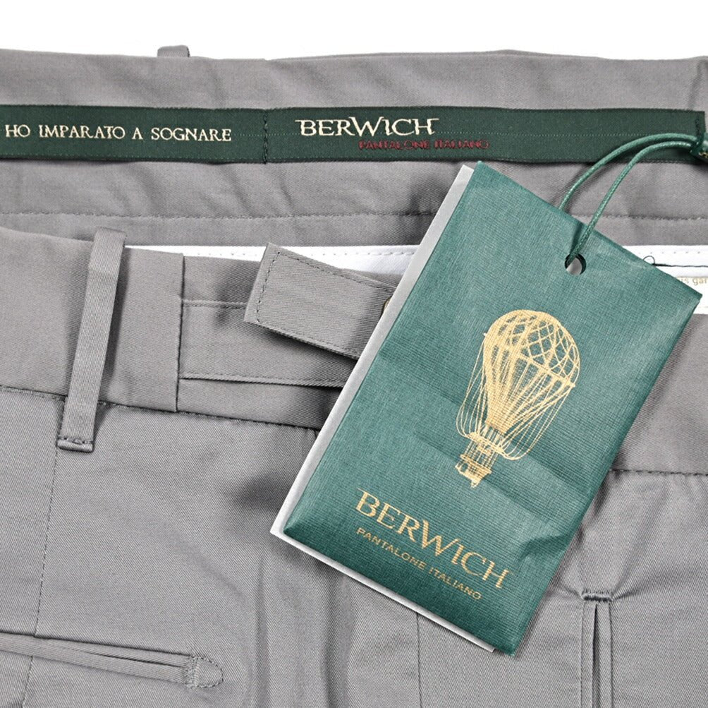 BERWICH "RETRO LONG" ストレッチコットン ワンタックスラックス｜425025 - 46｜GUARDAROBA MILANO OFFICIAL STORE