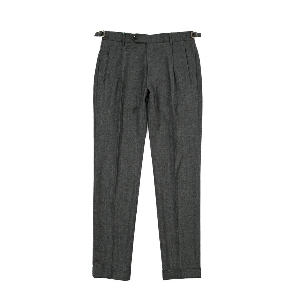 BERWICH “RETRO LONG” ウールサキソニー ワンタックスラックス グレー(dk grey) 46 | GUARDAROBA MILANO OFFICIAL STORE