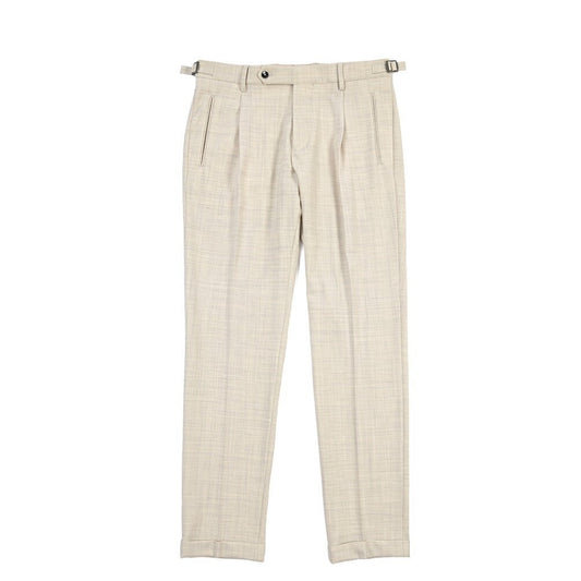 BERWICH “RETRO LONG” ストレッチウォッシャブルウールワンタックスラックス オフホワイト(chalk) 48 | GUARDAROBA MILANO OFFICIAL STORE