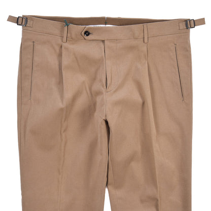 BERWICH “RETRO LONG” ストレッチコットン ワンタックパンツ ブラウン(brown beige) 54 | GUARDAROBA MILANO OFFICIAL STORE