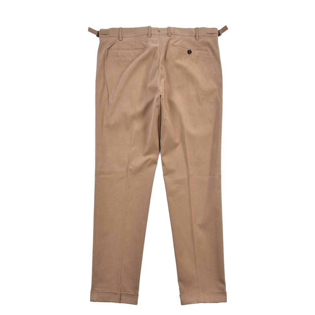 BERWICH “RETRO LONG” ストレッチコットン ワンタックパンツ ブラウン(brown beige) 54 | GUARDAROBA MILANO OFFICIAL STORE