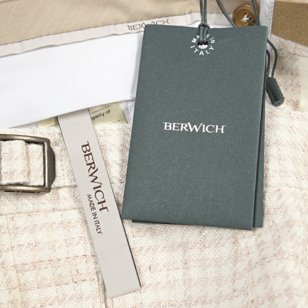 BERWICH “RETRO LONG” コットン混リネン ワンタックパンツ オフホワイト(desert) 46 | GUARDAROBA MILANO OFFICIAL STORE