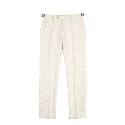 BERWICH “RETRO LONG” コットン混リネン ワンタックパンツ オフホワイト(desert) 46 | GUARDAROBA MILANO OFFICIAL STORE