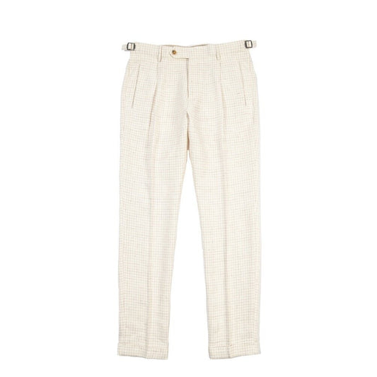 BERWICH “RETRO LONG” コットン混リネン ワンタックパンツ オフホワイト(desert) 46 | GUARDAROBA MILANO OFFICIAL STORE