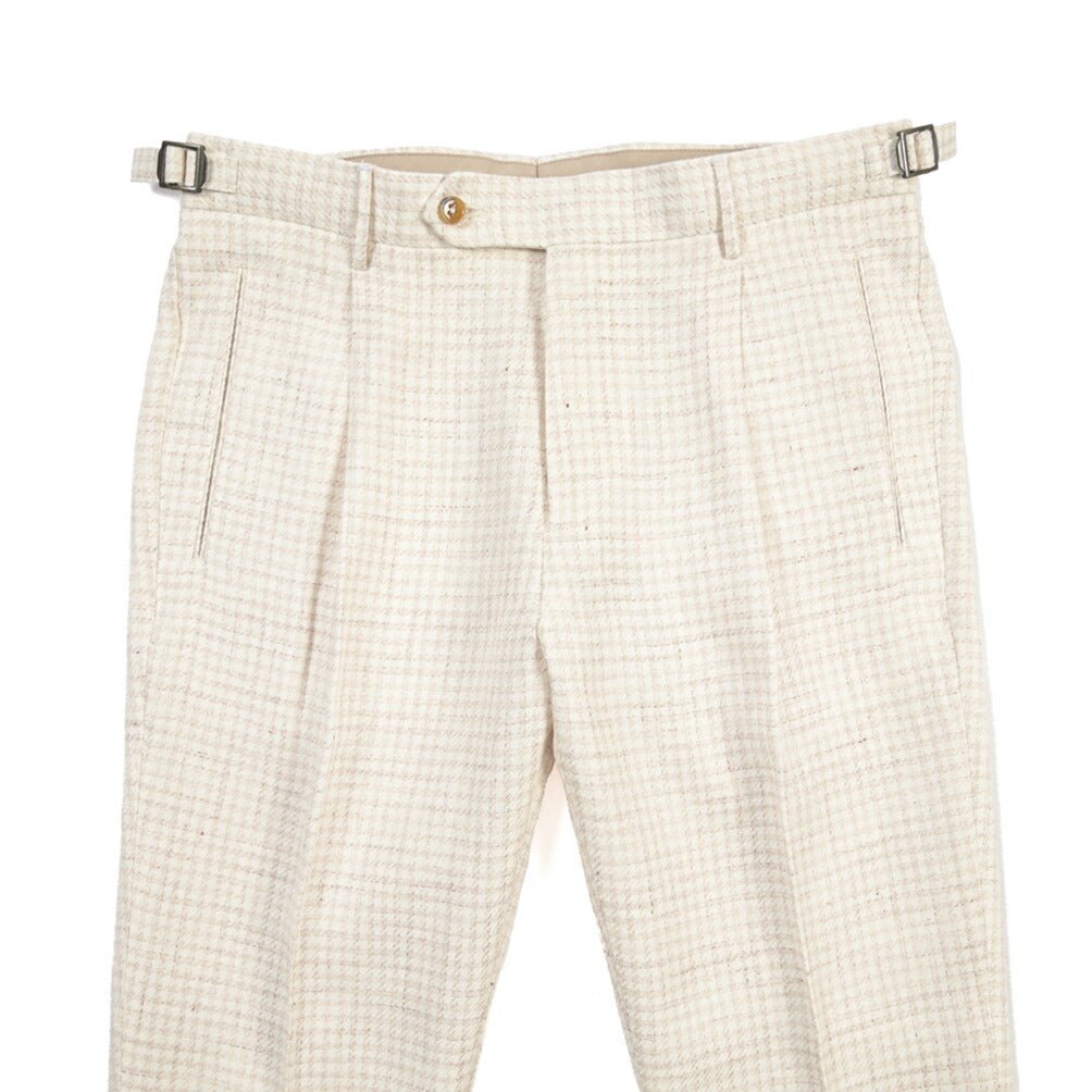BERWICH “RETRO LONG” コットン混リネン ワンタックパンツ オフホワイト(desert) 46 | GUARDAROBA MILANO OFFICIAL STORE