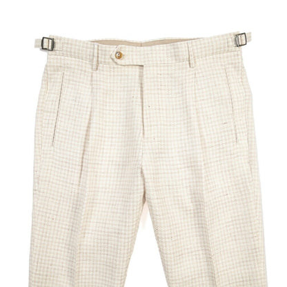 BERWICH “RETRO LONG” コットン混リネン ワンタックパンツ オフホワイト(desert) 46 | GUARDAROBA MILANO OFFICIAL STORE