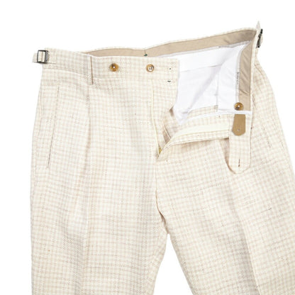 BERWICH “RETRO LONG” コットン混リネン ワンタックパンツ オフホワイト(desert) 46 | GUARDAROBA MILANO OFFICIAL STORE