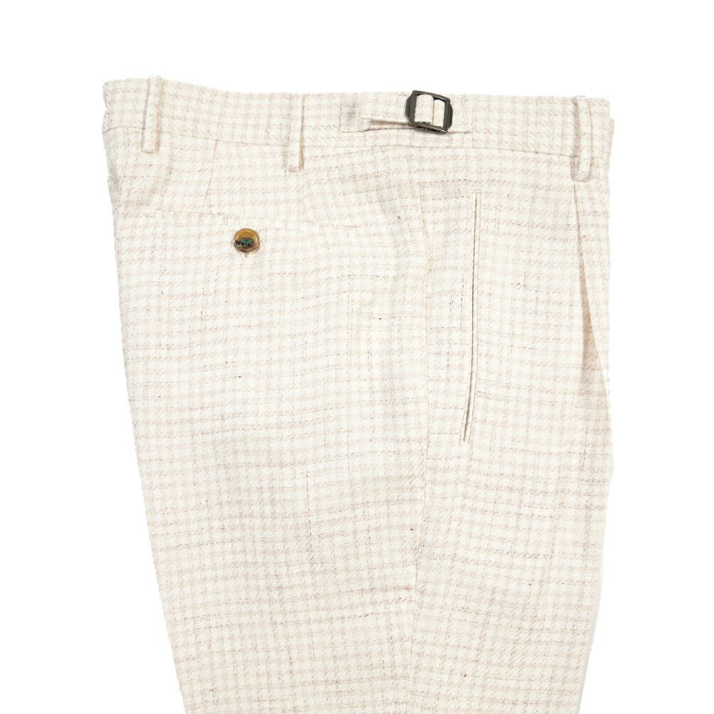 BERWICH “RETRO LONG” コットン混リネン ワンタックパンツ オフホワイト(desert) 46 | GUARDAROBA MILANO OFFICIAL STORE